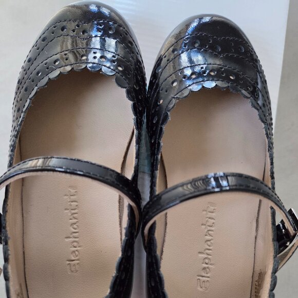 New Elephantito black patent leather wing tipped ballerina 8 - Picture 4 of 10